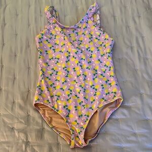 NWOT Crewcuts Kids One Piece Swimsuit - Pink with Lemon Print